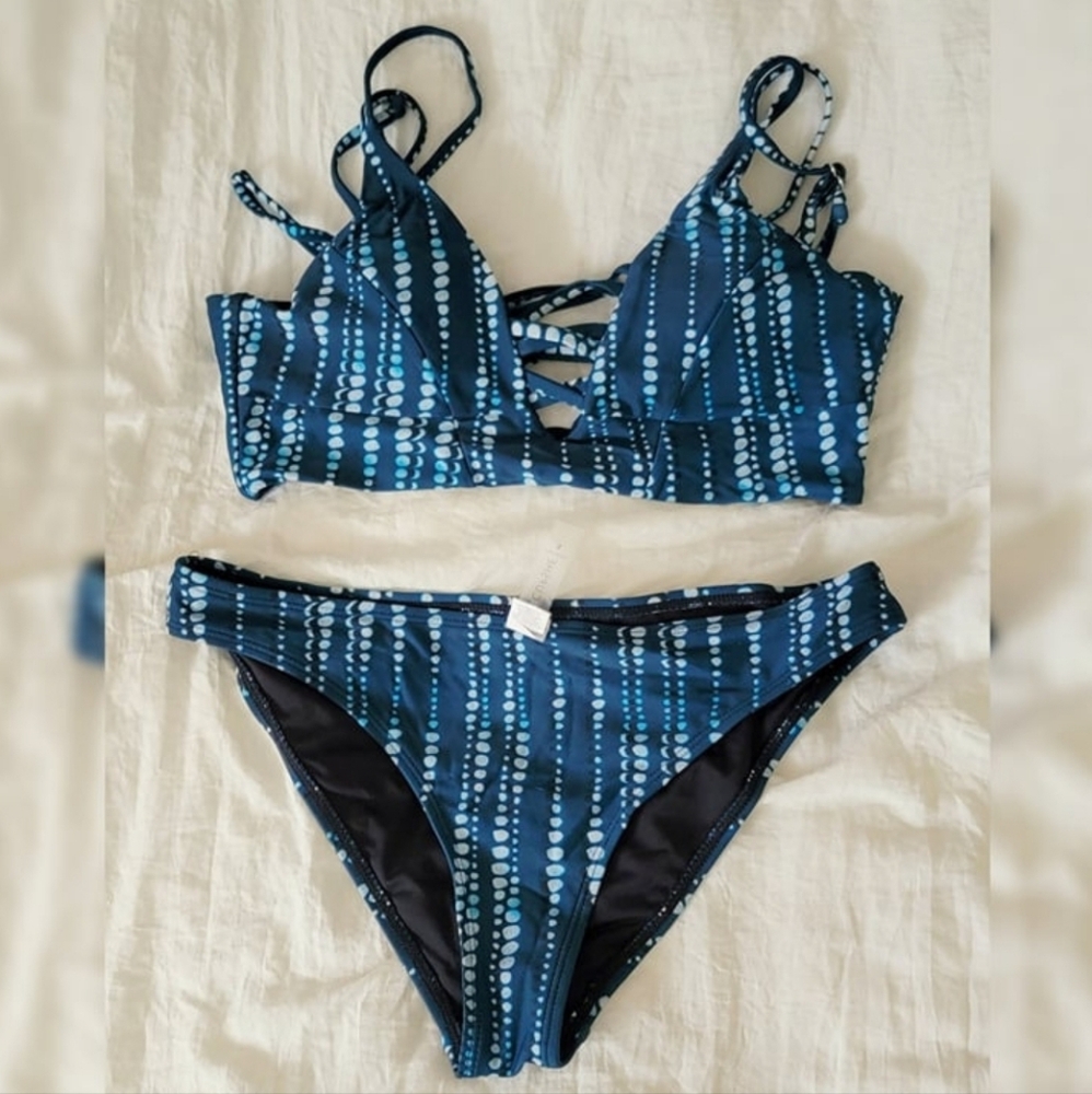 Cupshe Blue Circle Pattern Bikini Set (S) NWOT